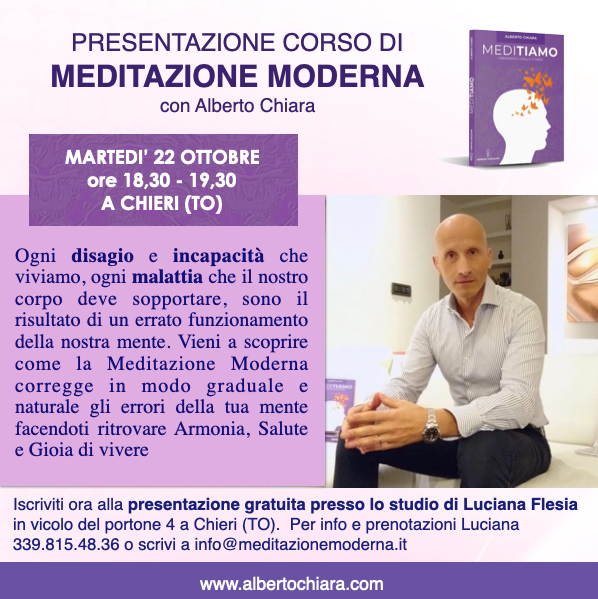 presentazione corso di meditazione moderna a chieri